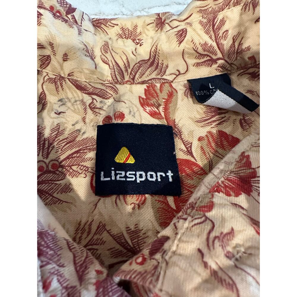 Liz Sport Large 100% Cotton Button Front Floral Toile Shirt Cottagecore 90s Y2K - Picture 4 of 9